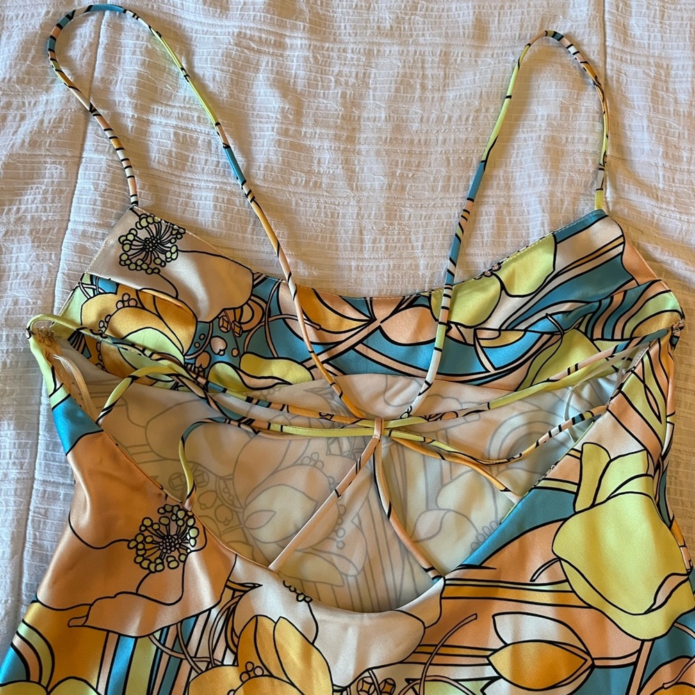 ZARA Satin Effect Print Dress - Size Large - Picture 5 of 10